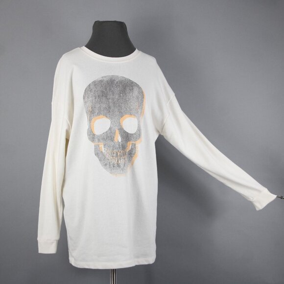 Grayson Threads Sz XS White Gray Orange Skull Graphic Cotton Polyester Top - Picture 3 of 16